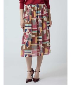 Aquascutum / アクアスキュータム ミニ・ひざ丈スカート | 【セットアップ対応】アブストラクトプリント スカート