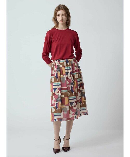 Aquascutum / アクアスキュータム ミニ・ひざ丈スカート | 【セットアップ対応】アブストラクトプリント スカート | 詳細1