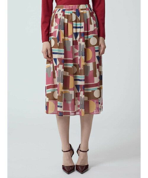 Aquascutum / アクアスキュータム ミニ・ひざ丈スカート | 【セットアップ対応】アブストラクトプリント スカート | 詳細2
