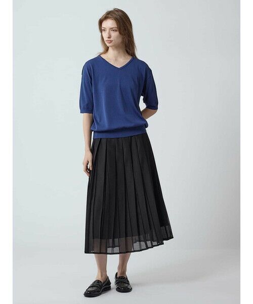 Aquascutum / アクアスキュータム ミニ・ひざ丈スカート | オーガンジープリーツスカート | 詳細5