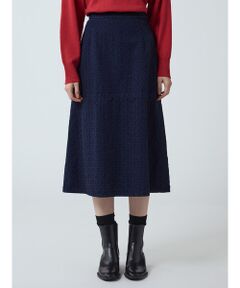 Aquascutum / アクアスキュータム ミニ・ひざ丈スカート | デニムジャカード セミフレアスカート