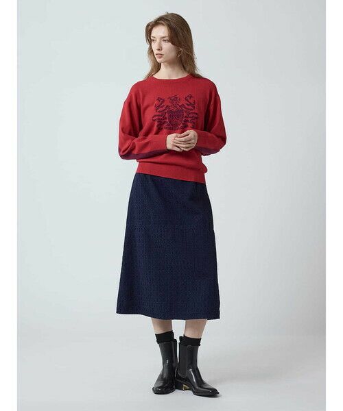 Aquascutum / アクアスキュータム ミニ・ひざ丈スカート | デニムジャカード セミフレアスカート | 詳細13