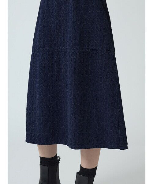 Aquascutum / アクアスキュータム ミニ・ひざ丈スカート | デニムジャカード セミフレアスカート | 詳細5