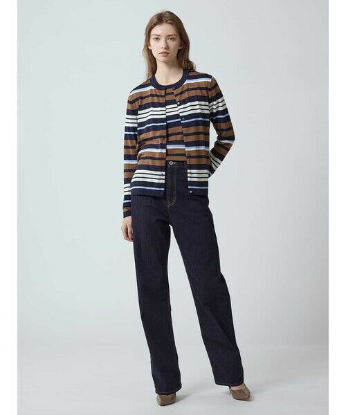 Aquascutum / アクアスキュータム ニット・セーター | 【アンサンブル対応】Super140’ｓ ニット ボーダーカーディガン | 詳細1