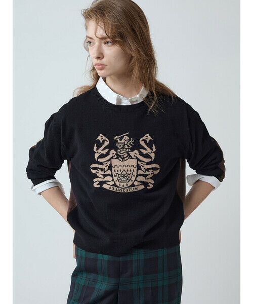 Aquascutum / アクアスキュータム ニット・セーター | カシミヤ混 クレストインターシャニット | 詳細14