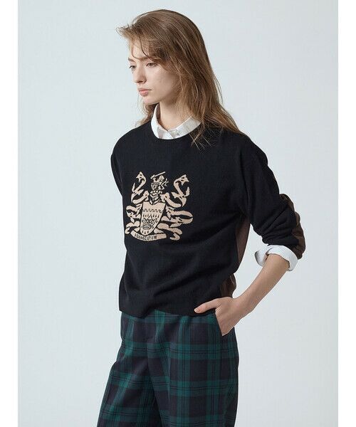 Aquascutum / アクアスキュータム ニット・セーター | カシミヤ混 クレストインターシャニット | 詳細15