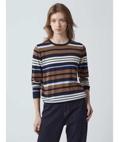 Aquascutum / アクアスキュータム ニット・セーター | 【アンサンブル対応】Super140’ｓニット ボーダープルオーバー