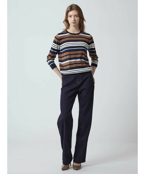 Aquascutum / アクアスキュータム ニット・セーター | 【アンサンブル対応】Super140’ｓニット ボーダープルオーバー | 詳細1