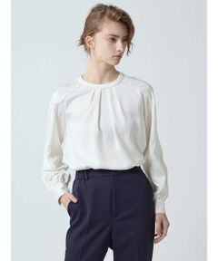 Aquascutum / アクアスキュータム シャツ・ブラウス | ラウンドネックギャザーブラウス