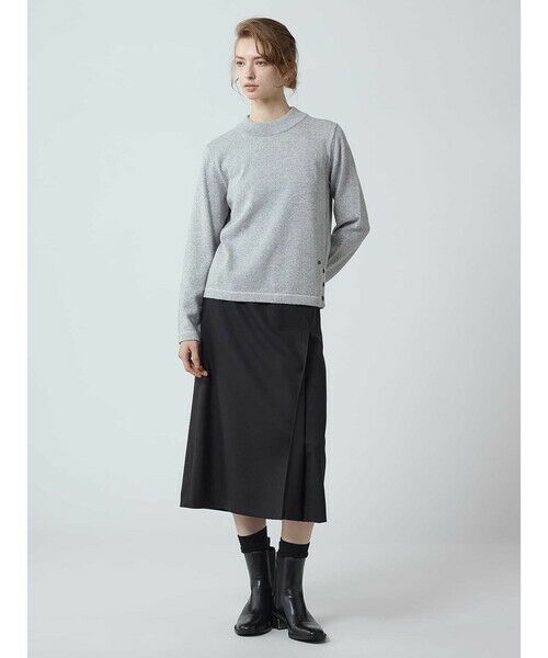 Aquascutum / アクアスキュータム ミニ・ひざ丈スカート | ラップデザイン セミフレアスカート | 詳細6