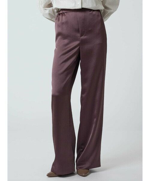 Aquascutum/アクアスキュータム ヴィンテージサテン ワイドパンツ ﾌﾞﾗｳﾝ 8