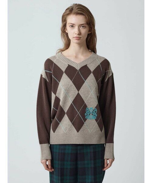 Aquascutum / アクアスキュータム ニット・セーター | カシミヤ混アーガイルニット | 詳細2