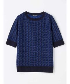Aquascutum / アクアスキュータム ニット・セーター | 【アンサンブル対応】AQジャカード半袖ニット