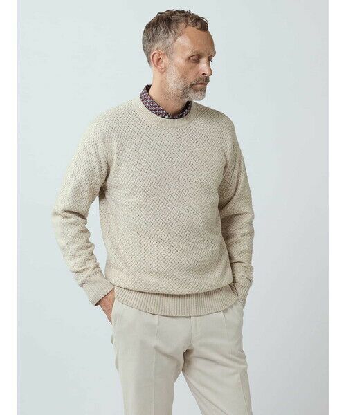 Aquascutum / アクアスキュータム ニット・セーター | Basket-knitting crew-neck(ベージュ)