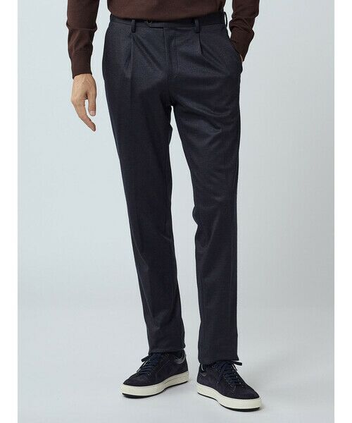 Aquascutum / アクアスキュータム スラックス・ドレスパンツ | 【KING SIZE】TEC.3 Knit Houndstooth Pants(ネイビー)