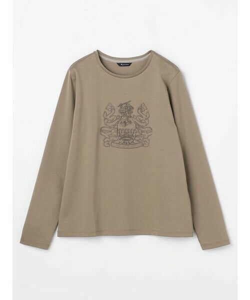 Aquascutum / アクアスキュータム カットソー | クレスト刺繍 長袖Tシャツ(ベージュ)