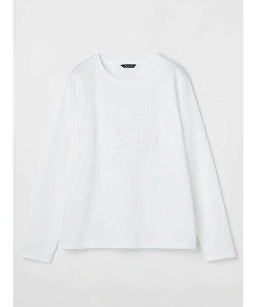 Aquascutum/アクアスキュータム クレスト刺繍 長袖Tシャツ ホワイト 10 Aquascutum/アクアスキュータム クレスト刺繍 長袖Tシャツ ホワイト 10