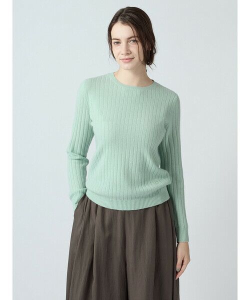 Aquascutum / アクアスキュータム ニット・セーター | CASHMEREリブニット（ｸﾞﾘｰﾝ）