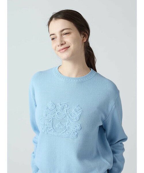 Aquascutum / アクアスキュータム ニット・セーター | クレスト刺繍 コットンニット | 詳細1
