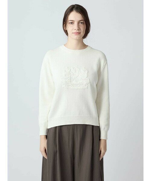 Aquascutum / アクアスキュータム ニット・セーター | クレスト刺繍 コットンニット | 詳細5