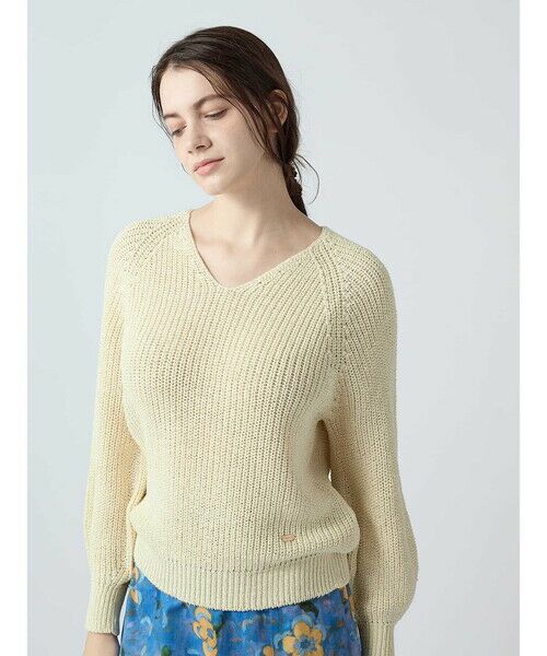 Aquascutum / アクアスキュータム ニット・セーター | コットンラメMIXホールガーメントニット（ｲｴﾛｰ）