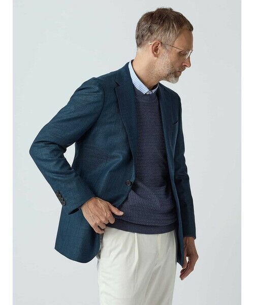 Aquascutum / アクアスキュータム テーラードジャケット | Silk Blended Hopsack Jacket（ﾈｲﾋﾞｰ）