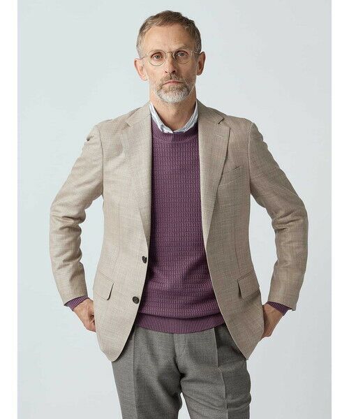 Aquascutum / アクアスキュータム テーラードジャケット | Silk Blended Hopsack Jacket（ﾍﾞｰｼﾞｭ）