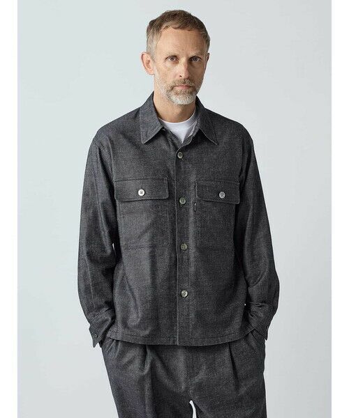 Aquascutum / アクアスキュータム ブルゾン | Broken Herringbone Denim Shirt Jacket | 詳細5