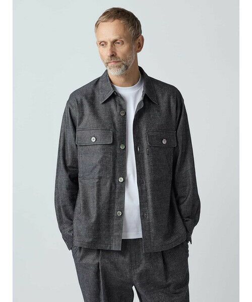 Aquascutum / アクアスキュータム ブルゾン | Broken Herringbone Denim Shirt Jacket（ﾈｲﾋﾞｰ）