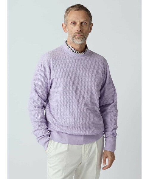 Aquascutum / アクアスキュータム ニット・セーター | Cable Crew-neck（ﾗﾍﾞﾝﾀﾞｰ）