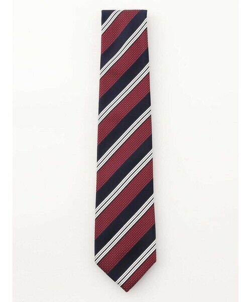 Aquascutum / アクアスキュータム ネクタイ | ストライプ小剣クレスト（ﾚｯﾄﾞ）