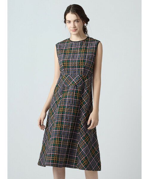 Aquascutum / アクアスキュータム ドレス | シアービッグチェック ノースリーブドレス（ﾌﾞﾙｰ）