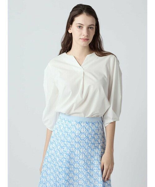 Aquascutum / アクアスキュータム シャツ・ブラウス | プレーンストレッチブラウス（ﾎﾜｲﾄ）