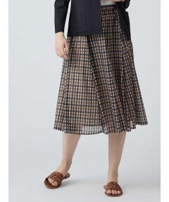 Aquascutum / アクアスキュータム ミニ・ひざ丈スカート | クラブチェックオーガンジースカート