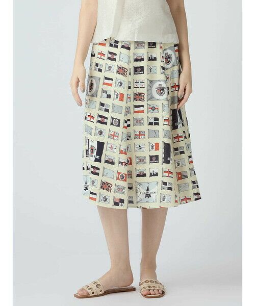 Aquascutum / アクアスキュータム ミニ・ひざ丈スカート | アーカイブプリントスカート（ｲｴﾛｰ）