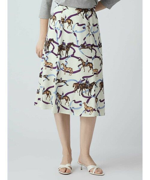 Aquascutum / アクアスキュータム ミニ・ひざ丈スカート | アーカイブプリントスカート（ﾎﾜｲﾄ）