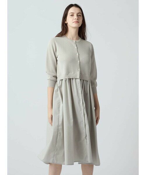 Aquascutum / アクアスキュータム ニット・セーター | 布帛コンビニットドレス（ﾗｲﾄｸﾞﾚｰ）