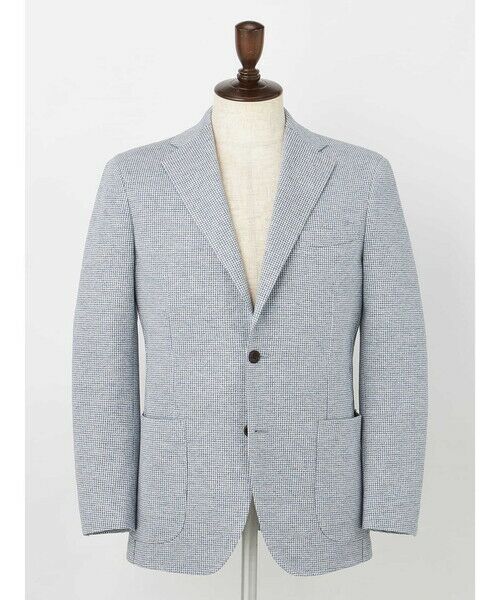 Aquascutum / アクアスキュータム テーラードジャケット | Houndstooth Jersey Jacket（ﾍﾟｰﾙﾌﾞﾙｰ）