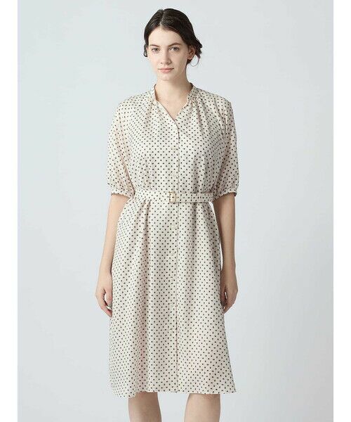 Aquascutum / アクアスキュータム ドレス | スクエアドットプリントドレス（ﾎﾜｲﾄ）