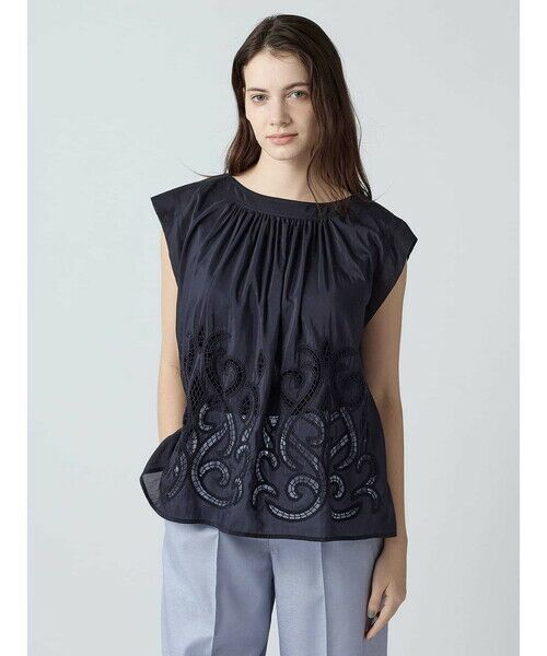 Aquascutum / アクアスキュータム シャツ・ブラウス | コード刺繍ブラウス（ﾈｲﾋﾞｰ）