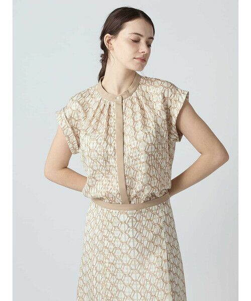 Aquascutum / アクアスキュータム シャツ・ブラウス | 【セットアップ対応】ハニカムプリントブラウス（ｷｬﾗﾒﾙ）