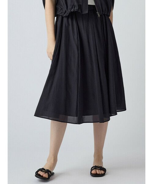 Aquascutum / アクアスキュータム ミニ・ひざ丈スカート | トリアセコットンローンスカート（ﾈｲﾋﾞｰ）