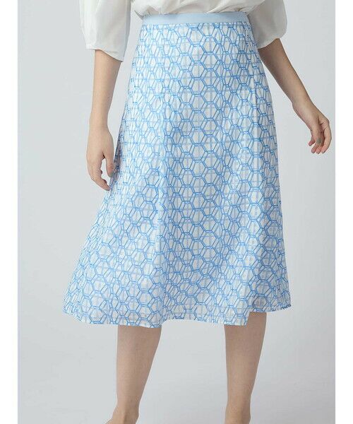 Aquascutum / アクアスキュータム ミニ・ひざ丈スカート | 【セットアップ対応】ハニカムプリントスカート（ﾌﾞﾙｰ）