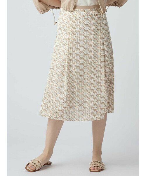 Aquascutum / アクアスキュータム ミニ・ひざ丈スカート | 【セットアップ対応】ハニカムプリントスカート（ｷｬﾗﾒﾙ）