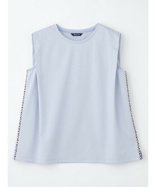 Aquascutum / アクアスキュータム カットソー | スーピマコットンポンチ ノースリーブ（ﾍﾟｰﾙﾌﾞﾙｰ）