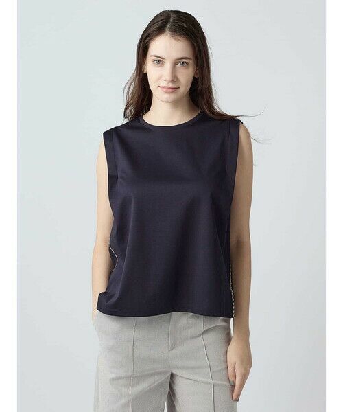 Aquascutum / アクアスキュータム カットソー | スーピマコットンポンチ ノースリーブ（ﾈｲﾋﾞｰ）