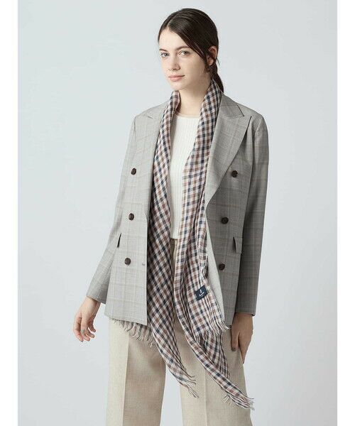 Aquascutum / アクアスキュータム マフラー・ショール・スヌード・ストール | クラブチェックリネンストール（ﾈｲﾋﾞｰ）