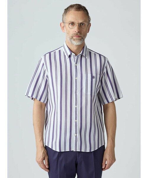 Aquascutum / アクアスキュータム シャツ・ブラウス | Waffle Multi Stripe Short Sleeve Shirt | 詳細2