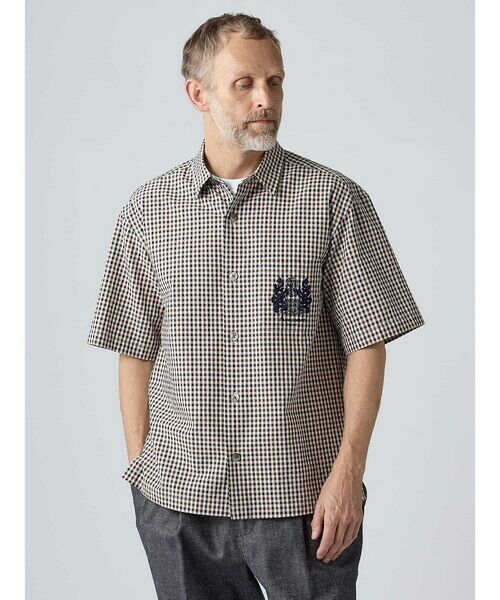 Aquascutum / アクアスキュータム シャツ・ブラウス | Seer-sucker Club Check Short Sleeve Shirt Outer（ﾈｲﾋﾞｰ）