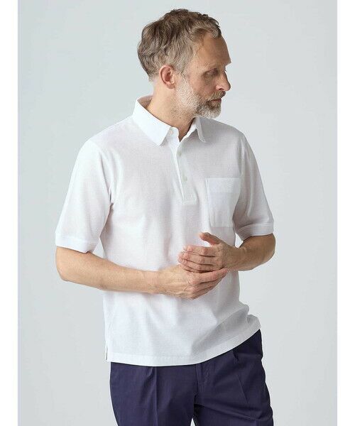 Aquascutum / アクアスキュータム カットソー | Birdseye Polo（ﾎﾜｲﾄ）